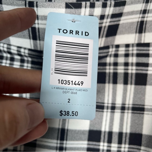 Torrid NWT Women’s 2X Midi Pencil Skirt Stretch Workwear Black White Plaid - Picture 9 of 9